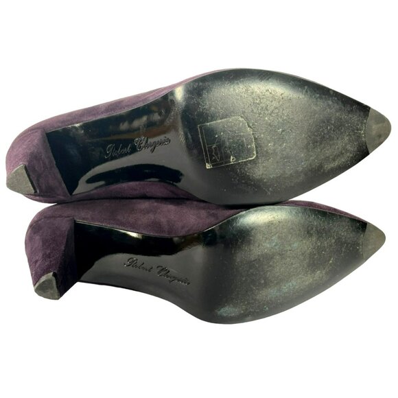 Robert Clergerie Paris Purple Plum Suede Ankle Boots Pull On Stretch Size 10 - Picture 8 of 8
